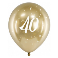 PartyDeco Latexové balónky - zlaté číslo 40 6ks