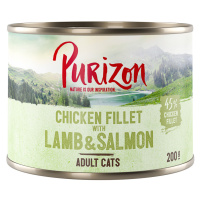 Purizon Adult - bezobilné 24 x 200 g, 22 + 2 zdarma! - kuřecí filet s lososem a jehněčím (24 x 2