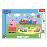 Puzzle Prasátko Peppa - Veselý vláček 15 dílků