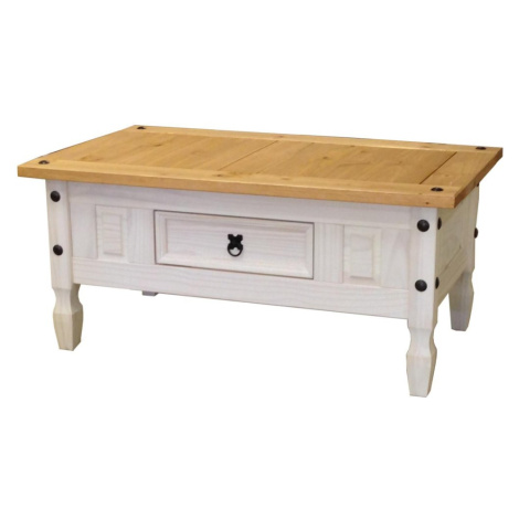 Konferenční stolek HEDEN — masiv borovice, bílá