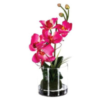 Atmosphera Růžová orchidej ve skleněné váze, výška 37 cm