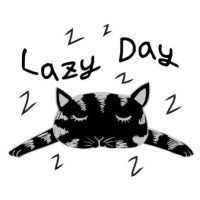 Ilustrace Cute cat with word lazy day.,, Handini_Atmodiwiryo, 40 × 40 cm