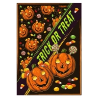 Umělecký tisk Halloween poster with pumpkin kids, sweets, text, Olga Arsentyeva, (30 x 40 cm)