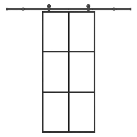 vidaXL Posuvné dveře s kováním 90x205 cm ESG sklo a hliník