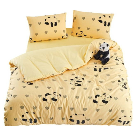 Žluté povlečení na jednolůžko/prodloužené s prostěradlem/3dílné 160x220 cm Panda – Mila Home