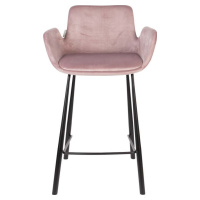 Světle růžové sametové barové židle v sadě 2 ks 91,5 cm Brit – Zuiver
