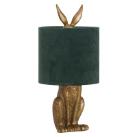 Estila Designová stolní lampa Jarron Gold s podstavcem ve tvaru králíka a se zeleným stínítkem 5