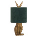 Estila Designová stolní lampa Jarron Gold s podstavcem ve tvaru králíka a se zeleným stínítkem 5