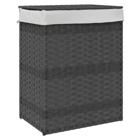 vidaXL Koš na prádlo s víkem šedý 46 x 33 x 60 cm polyratan