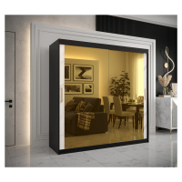 Šatní skříň Abi Golden T3 Barva korpusu: Černá, Rozměry: 200 cm, Dveře: Bílý Marmur + zlaté zrca