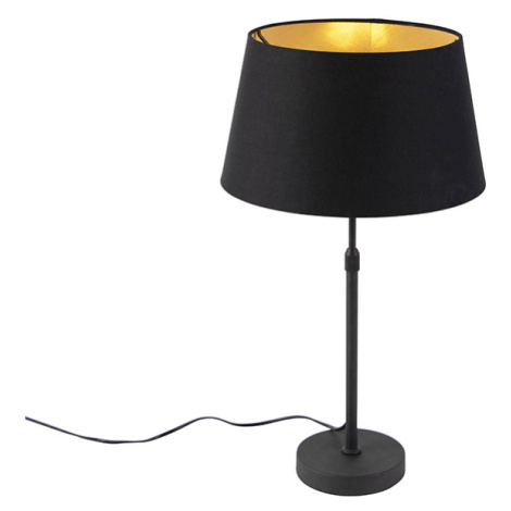 Stolní lampa černá s odstínem černá se zlatem 35 cm - Parte QAZQA