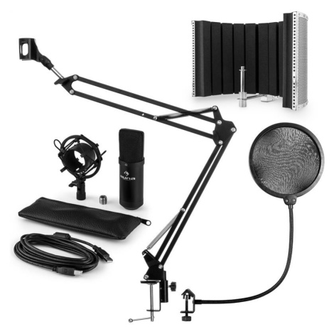 Auna MIC-900B, USB MIKROFONNÍ SADA V5, ČERNÁ, kondenzátorové mikrofony, POP FILTER, AKUSTICKÁ CL