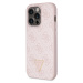 Zadní kryt Guess PU 4G Strass Triangle Metal Logo pro Apple iPhone 15 Pro, pink