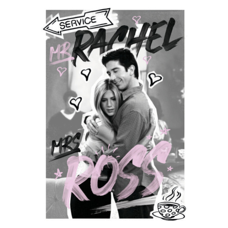 Umělecký tisk Přátelé - Rachel & Ross, 26.7 × 40 cm