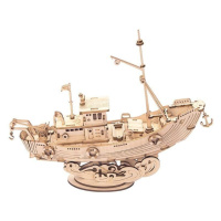 Puzzle 3D Rybářská loď/104 dílků, dřevěn