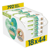 PAMPERS Vlhčené ubrousky Harmonie Coconut Plastic Free 18x44 ks