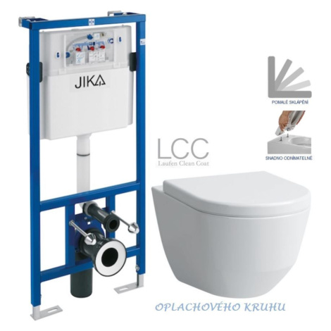 ALCADRAIN předstěnový instalační systém bez tlačítka + WC LAUFEN PRO LCC RIMLESS + SEDÁTKO H8956 Jika