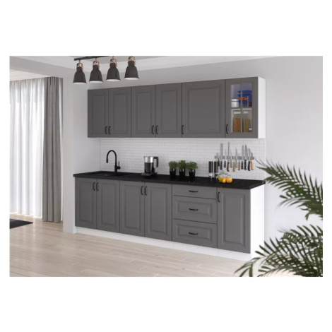 Kuchyňská linka Stilo dustgrey/bílá 260 bez pracovní desky BAUMAX
