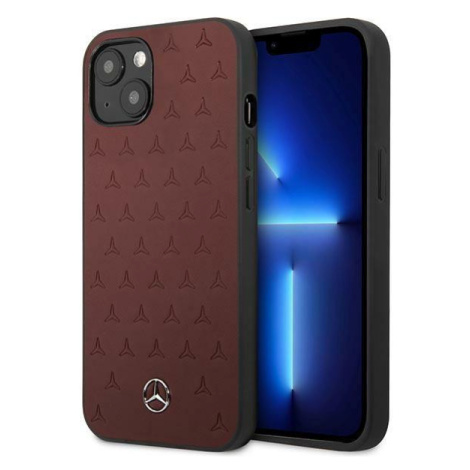 Mercedes MEHCP13MPSQRE hard silikonové pouzdro iPhone 13 6.1" red Leather Stars Pattern
