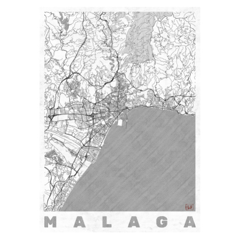 Mapa Malaga, Hubert Roguski, 30 × 40 cm