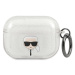 Karl Lagerfeld KLAPUKHGS pouzdro na AirPods PRO Silver glitter Karl`s head