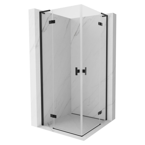 MEXEN/S Mist-H L Duo sprchový kout dveře křídlové 75 x 75, transparent, černá 8A5L-075L-075P-70-