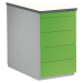 mauser Zásuvkový kontejner, v x h 720 x 800 mm, 4 zásuvky, bílý hliník / zelenožlutá / bílá