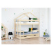 Benlemi Dřevěná patrová postel KILI ve tvaru domečku Zvolte barvu: Bílá, Zvolte šuplík: Přistýlk