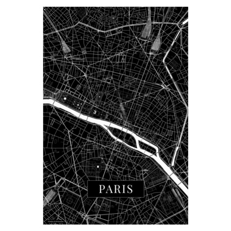 Mapa Paris black, 26.7x40 cm