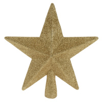 Vánoční špička na stromeček hvězda Oliveri zlatá, 19 x 5 cm