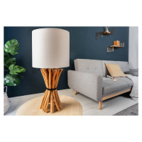 Estila Koloniální stolní lampa Euphoria ze dřeva s béžovým stínítkem 56cm