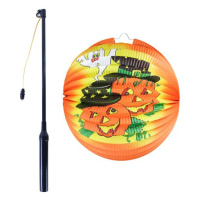 Lampion Halloween veselá dýně 25 cm se svítící hůlkou 39 cm