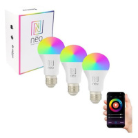 NEO LITE SMART sada 3x žárovka LED E27 11W RGB+CCT barevná a bílá, stmívatelná, Wi-Fi, TUYA