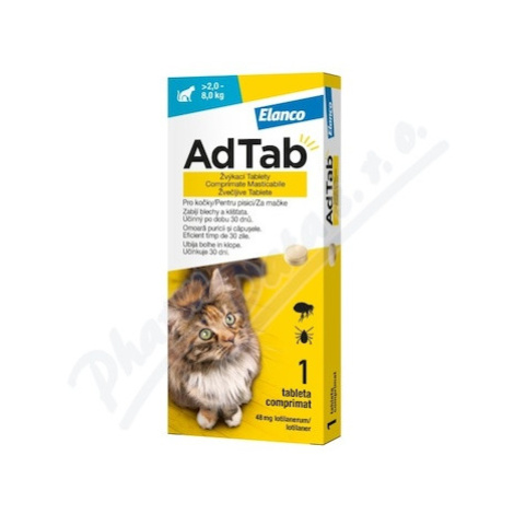 AdTab 48mg žvýkací tablety pro kočky >2-8kg 1ks