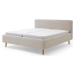 Béžová čalouněná dvoulůžková postel s úložným prostorem s roštem 180x200 cm Mattis Cord – Meise 