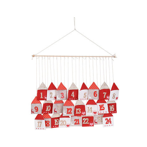 EH Excellent Houseware Adventní kalendář DOMEČKY červený, 70 × 60 cm