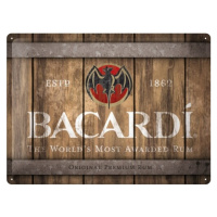 Plechová cedule Bacardi - Wood Barrel Logo, 40 × 30 cm