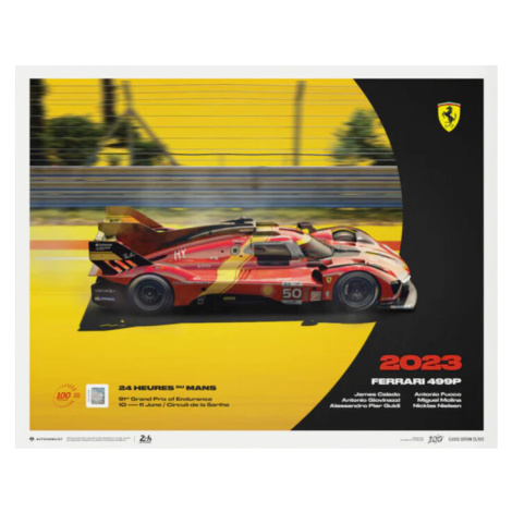 Umělecký tisk Ferrari 499P - 24h Le Mans - 100th Anniversary - 2023, (50 x 40 cm) Automobilist