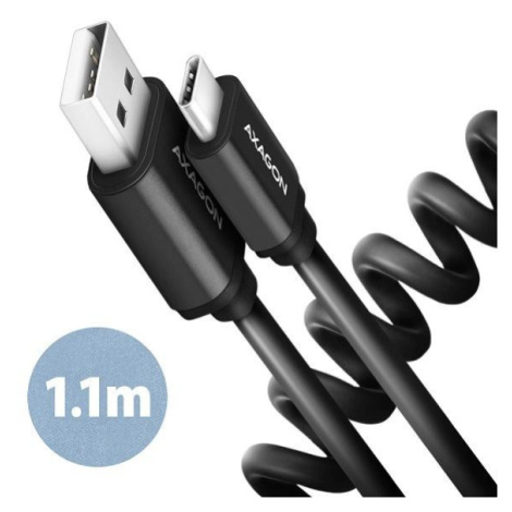 AXAGON BUCM-AM20TB, TWISTER kabel USB-C <-> USB-A, 1.1m, USB 2.0, 3A, ALU, tpe, černý