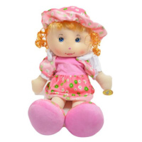 Látková panenka v květovaném oblečení 60 cm - růžové