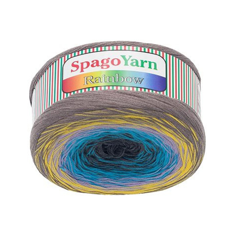 Bellatex Příze SpagoYarn Rainbow 250 g - 10 žlutá, tyrkys, šedá