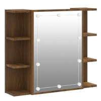 Shumee Zrcadlová skříňka s LED - hnědý dub, 70 × 16,5 × 60 cm