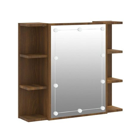 Shumee Zrcadlová skříňka s LED - hnědý dub, 70 × 16,5 × 60 cm