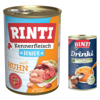 RINTI Kennerfleisch 6 x 400 g + Rinti Drinki 185 ml zdarma - Kuřecí Junior