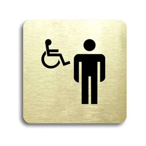 Accept Piktogram "WC muži, invalidé" (80 × 80 mm) (zlatá tabulka - černý tisk bez rámečku)