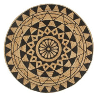 Ručně vyrobený koberec z juty s černým potiskem 90 cm