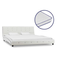 SHUMEE postel s matrací 160 × 200 cm, umělá kůže, bílá 277557