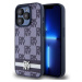 DKNY PU Leather Checkered Pattern and Stripe kryt iPhone 15 Pro Max modrý