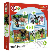 Trefl Puzzle 4v1 - Šťastný Bing / Acamar Films Bing - puzzle z kategorie 15 - 60 dílků