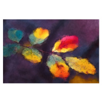 Ilustrace Abstract Autumn Leaves Watercolor Painting, oxygen, 40 × 26.7 cm